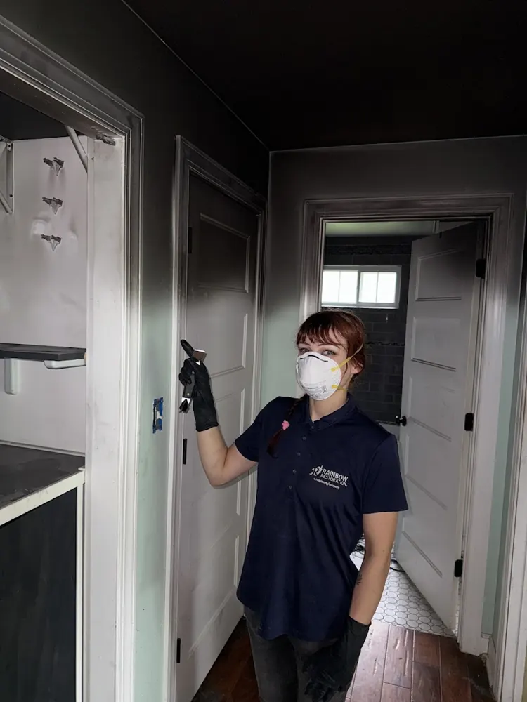 Seco Restoration of Pearland technician in protective gear on a job in Pearland